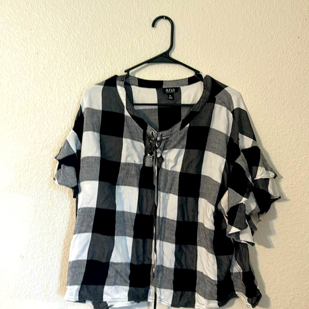 Checkered black and gray top